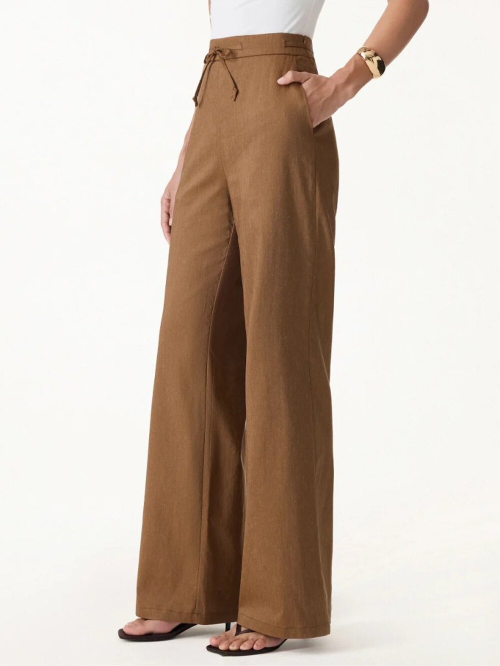 OGL Linen Drawstring Wide Leg Pant with Pockets, NWT